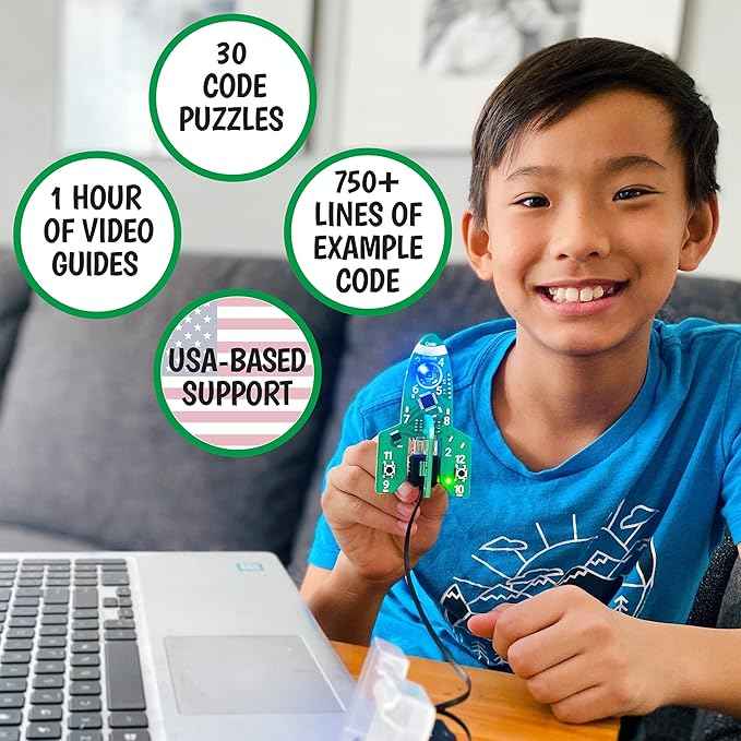 Code Rocket Coding Toy for Kids 8+. Girls & Boys Learn Typed C++ Programming with Circuits. 20+ Space-Themed Projects Teach Code Hands-On. All-Inclusive Coding Game for Kids Ages 8-12+ & Teens