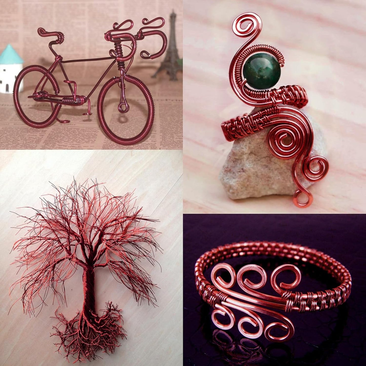 Aluminum Craft Wire, 95 Feet 2.0mm/ 14 Gauge Red Bendable Soft Metal Aluminum Wire Roll Bulk for DIY Crafts Sculpting Jewelry Making