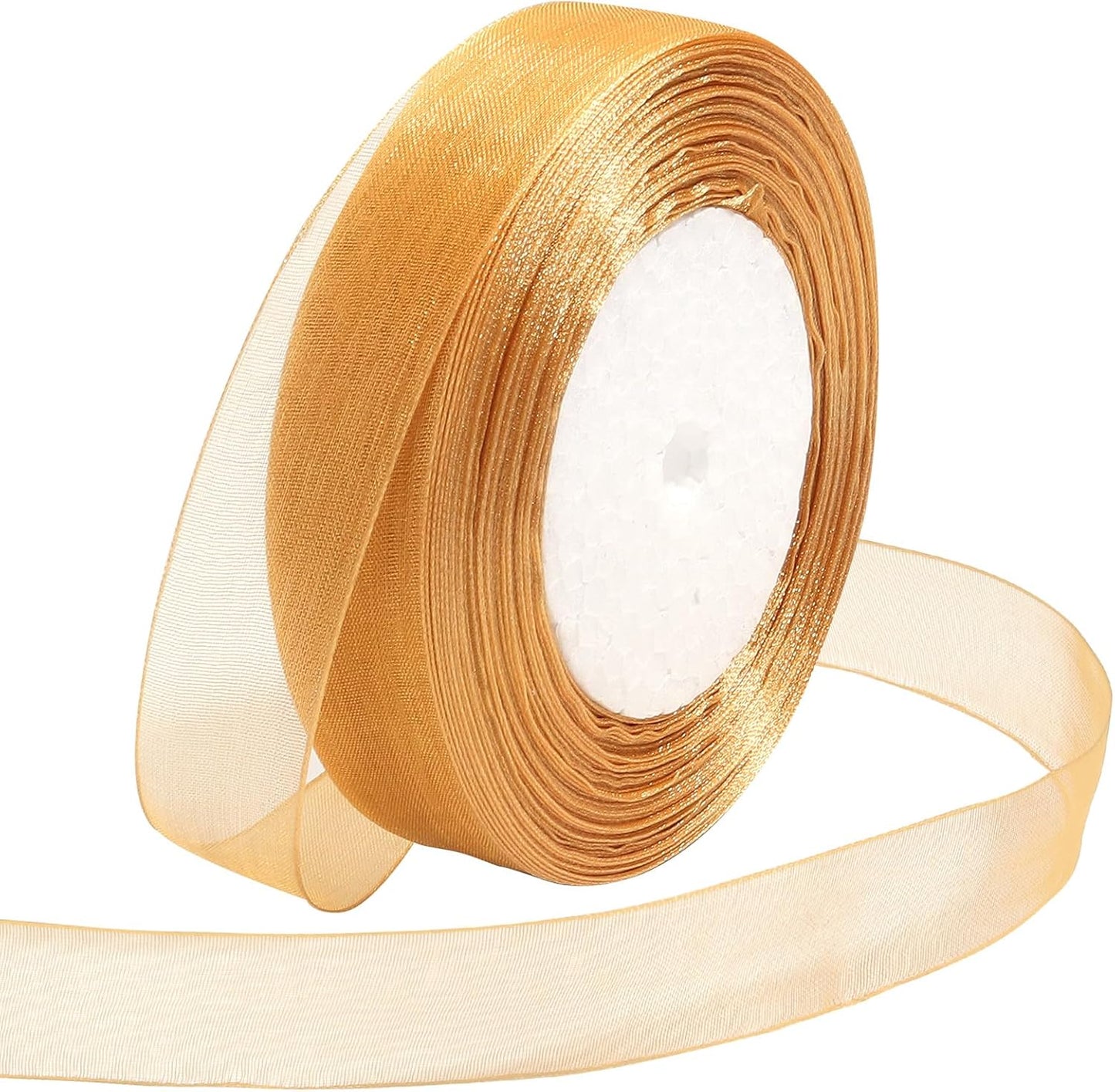 Ribbon for Gift Wrapping 3/4 inch Gold Sheer Organza Ribbon for Flower Bouquet Tulle Thin Chiffon Ribbons for Wedding Invitations Christmas Halloween Presents Decorations Crafts 50 Yards - Crafty Corner