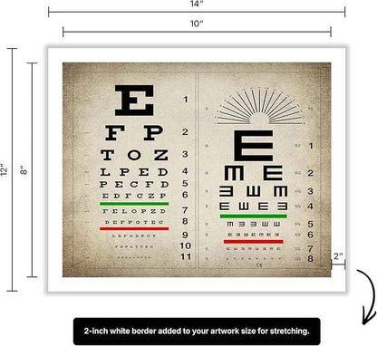 Poster Master Vintage Eye Chart Canvas - Retro Vision Test Print - Medical Art - Gift for Men, Women & Doctor - Optical Wall Decor for Office, Hospital or Clinic - 8x10 ROLLED Canvas