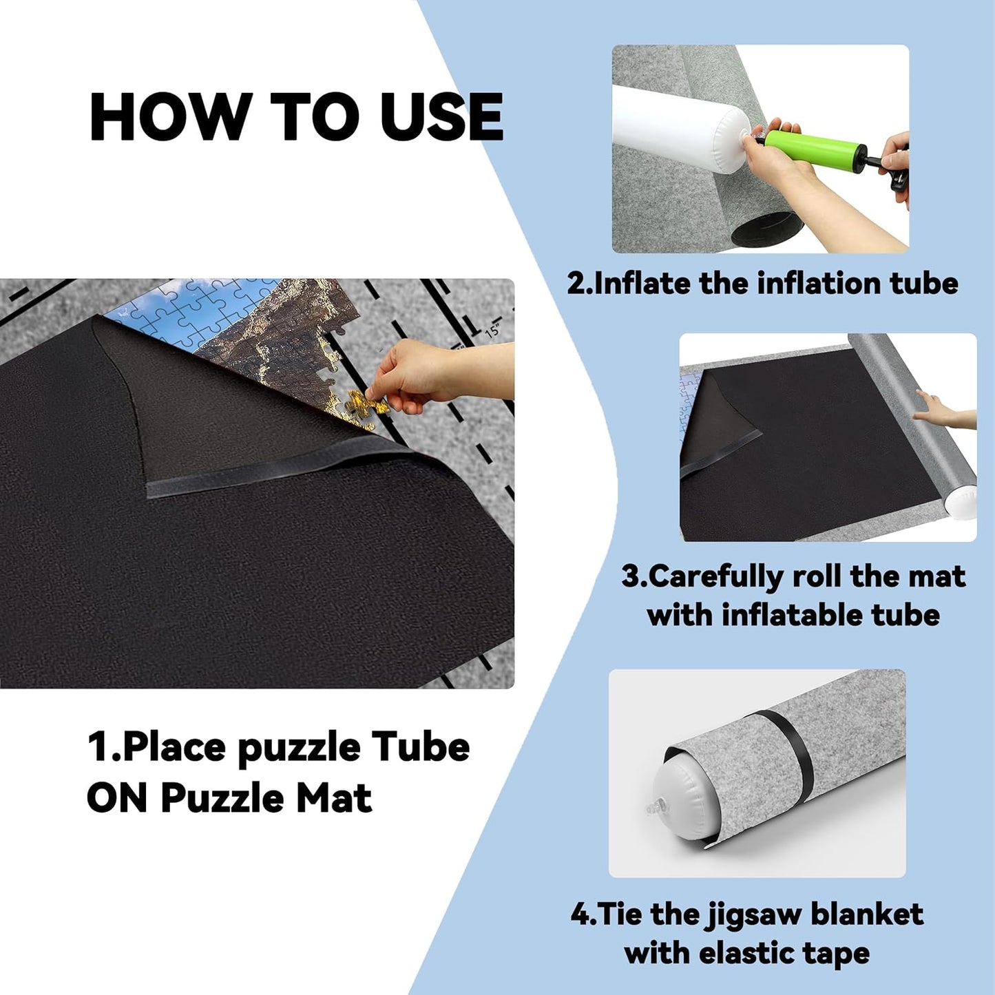 Puzzle Saver with Lid 1000 1500 Pieces Puzzles Board Storage Cover Transport Pump Glue Portable Felt Inflatable Stick Organizer Pad Tabletop Frame Travel Carrier Kit Table Top Rug Keep Cat Away from