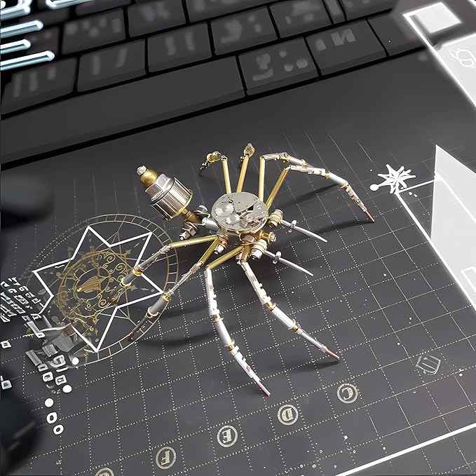 Mechanical Metal DIY 3D Spider Model Insect Brass Puzzle Assembly DIY Gift Craft Hobby for Men for Family and Friends(Mechanical Spider)