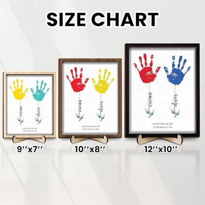 Personalized Mothers Day Handprint Gift, Kids Art Frame with Paint, Family Handprint Kit, Custom Art Craft Keepsake Sign, Gifts for New Parents, Mom, Grandma Nana, Nursery Home Decor