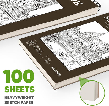 Soucolor Sketchbook 8.5x11 Hard Cover - 100 Sheets Spiral Bound Sketch Pad 8.5" x 11", 68lb/100gsm Thick Drawing Paper 8.5" x 11", Acid-Free Art Notebook for Kids Adults Classroom Teacher Must Have - Crafty Corner