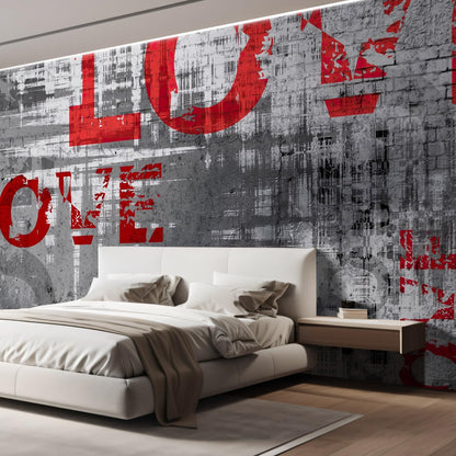 wall26 Wall Sticker/Wall Mural Love Letters Graffiti, Not Peel and Stick, Non-Woven Wallpaper Decorative for Bedroom, Living Room, Office - 96x120 inches