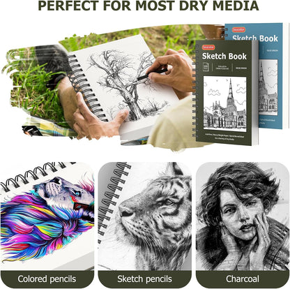 Soucolor 5.5" x 8.5" Sketchbook Pack of 2, 200 Sheets Blank Journal Notebook, A5, Spiral Bound Sketch Pad Drawing Book Acid-Free Paper (68lb/100gsm), Painting Sketching Drawing Notebook Art Supplies - Crafty Corner