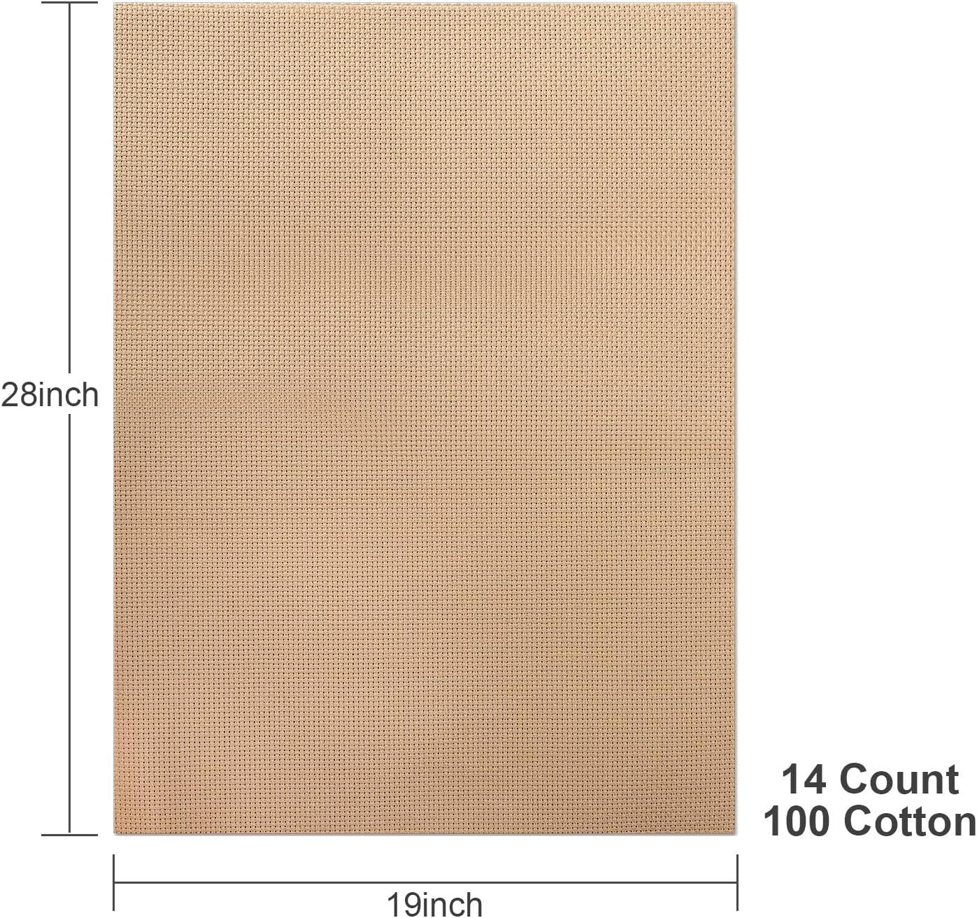 Aida Cloth 14 Count Cross Stitch Fabric,19×28inch (14CT, Khaki)