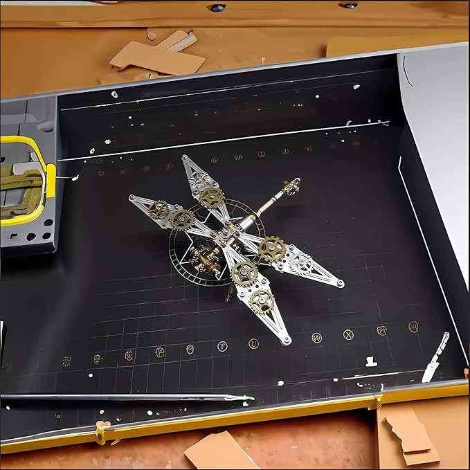 Mechanical Metal DIY 3D Dragonfly Model Insect Brass Puzzle Steampunk Electric Mechanical, Assembly DIY Gift Craft Hobby for Men (Dragonfly B)
