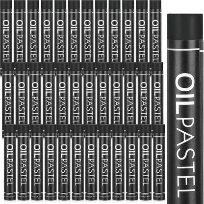 Geyoga 36 Pcs Soft Oil Pastels Bulk Artists Oil Crayons Single Color Creamy Pastels for Art Painting Drawing Blending for Back to School First Day of School Kids Students Artists(Black)