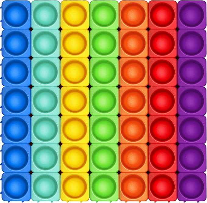 Giant Pop Blocks Bubble Premium Silicone Pop Fidget Blocks for Endless Joy and Education - Vibrant Pop Blocks for Imaginative Play and Puzzle Games-Toy for Kids (49PCS)