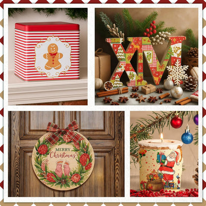 Crtiin 20 Pack Assorted Christmas decoupage napkins Santa Snowman Tree Napkins Decorative Beautiful for Birthday Xmas Winter Party Supplies, 20 Styles Each 6.5 Inches