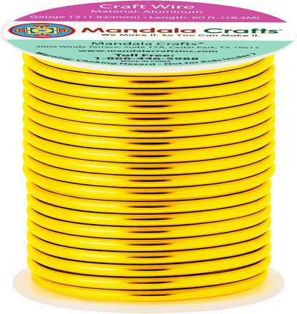 Mandala Crafts 13 Gauge Anodized Aluminum Craft Wire for Jewelry Making - 60 FT Colored Flexible Light Gold Tone Wire - Bendable for Bonsai Armature Crafting Sculpting - Crafty Corner