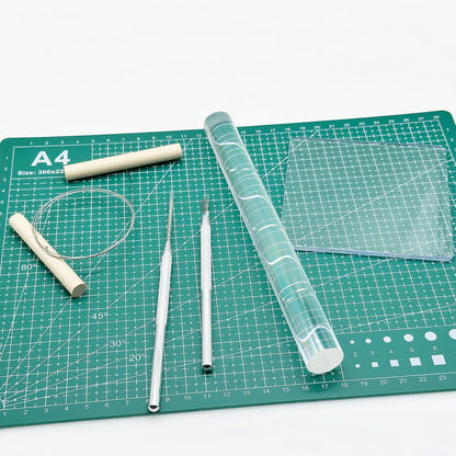 Yayatty Polymer Clay Tools, Acrylic Clay Roller, Acrylic Sheet, Rotary Cutting Mat, Round Polymer Clay Cutters with Clay Slicer Blade for Pottery and Sculpture (13 PCS)
