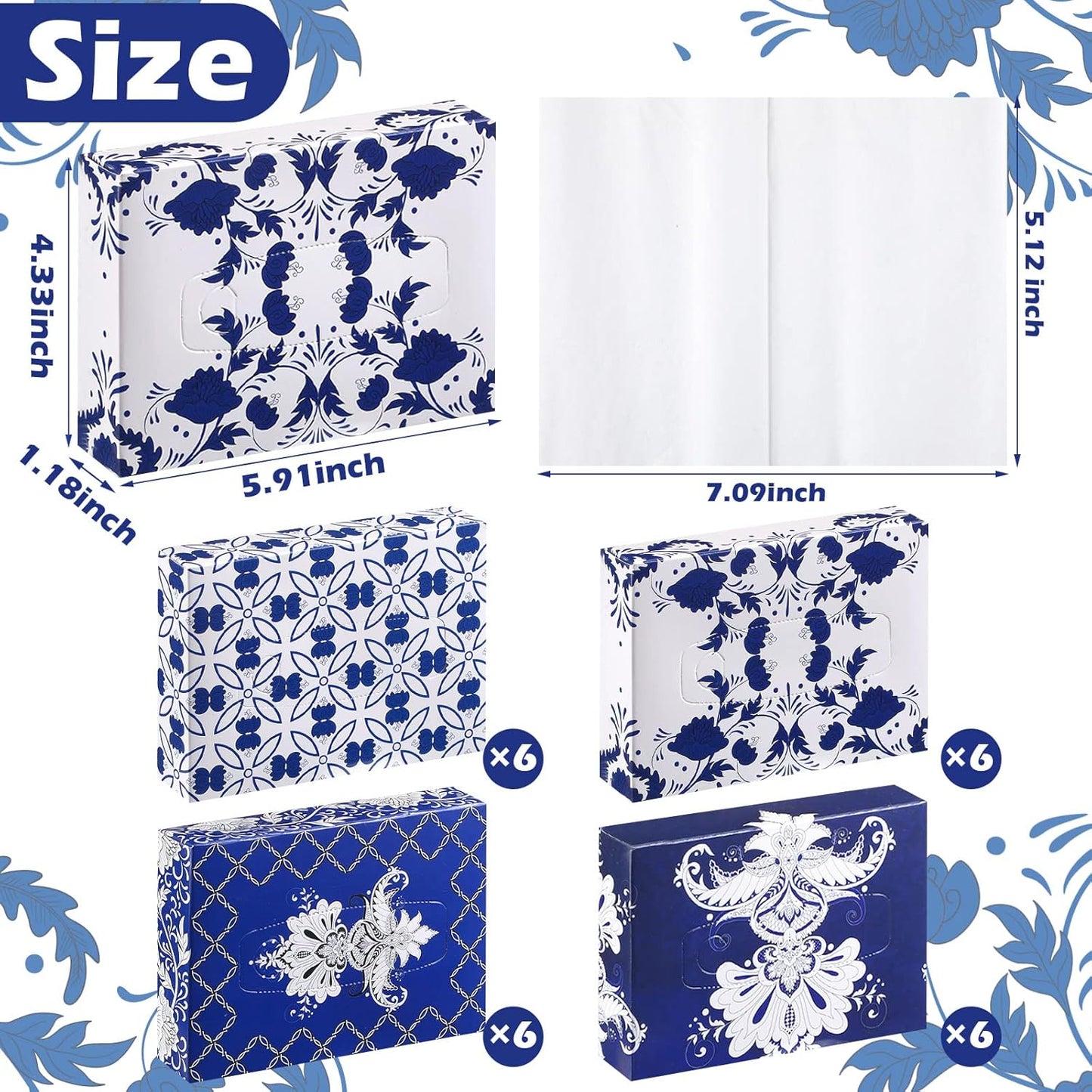 Yinder 24 Packs 960 Sheets Tissue Cube Car Facial Boxes Disposable Facial Travel Tissues Holder for Car 2 Ply 40 Sheets for Household Kitchen School Bathroom (Retro)