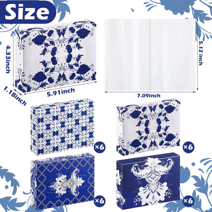 Yinder 24 Packs 960 Sheets Tissue Cube Car Facial Boxes Disposable Facial Travel Tissues Holder for Car 2 Ply 40 Sheets for Household Kitchen School Bathroom (Retro)