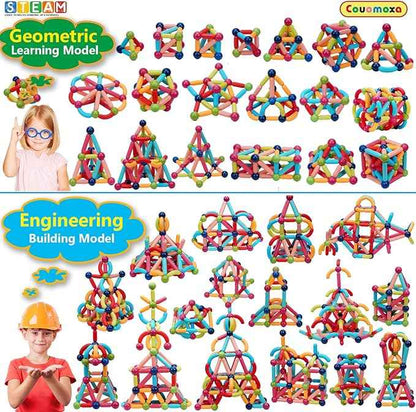 COUOMOXA Magnetic Toy Montessori for Kids: 3 4 5 6 7 8 9 10 11 12 Years Old Kids Building Sticks - Magnetic Creative Toy Age 3-12 Playroom Family - Christmas Birthday Gift for Boys Girls