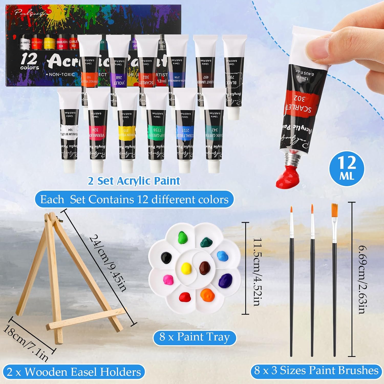 Cholemy 36 Pcs Paint and Sip Kit for Adults 8''x10'' Pre Drawn Canvas for Painting DIY Afro Acrylic Painting Kit Wood Easel Brushes Date Night Bulk for Christmas Party Gifts(Hawaii) - Crafty Corner