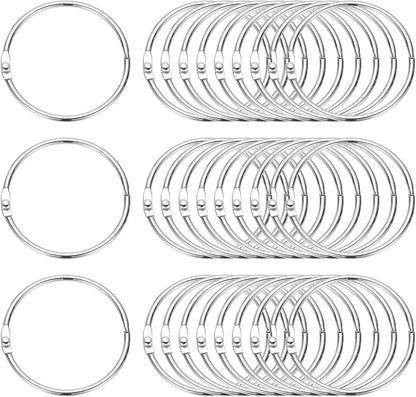 PATIKIL 2" x 2.2" Loose Leaf Binder Rings, 30 Pcs Metal Book Rings Nickel Keychain Ring for Paper Index Cards Flash Card Notebook Rings Office Home Book Binder, Silver Tone