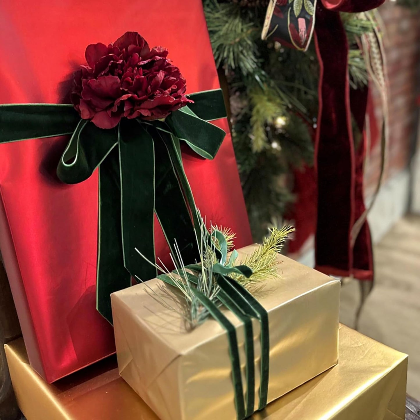 LaRibbons Thin Velvet Ribbon 1 Inch x 25 Yards, Dark Green Velvet Ribbon for Christmas Tree, Gift Wrapping, Wreath Bow, Outdoor Decoration - Crafty Corner