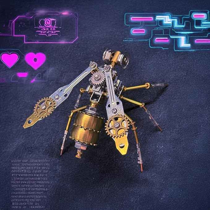 Mechanical Wasp Model Steampunk Insect Sculpture,3D Metal Model Kits, DIY Projects Hobby Kit Metal Building,Arts and Crafts Sets,Gifts for Birthday (Mechanical Wasp A)