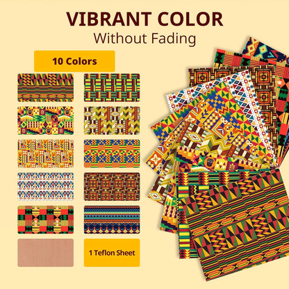 HTVRONT Kwanzaa HTV Vinyl Sheets - 11 Pack of 12x10 Inch Heat Transfer Vinyl for T Shirts, Easy Iron On Vinyl Bundle for Kwanzaa Decorations & Crafts