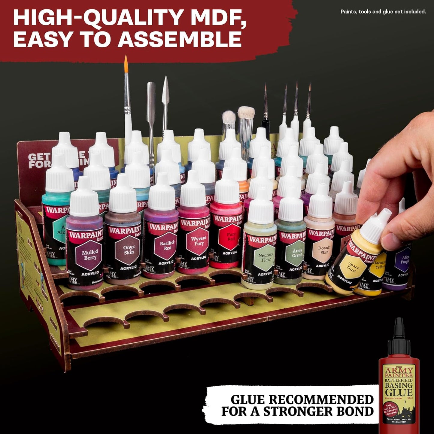 The Army Painter, Paint Station, Storage for 50 Warpaints Fanatic, Speedpaint & Warpaints Air Acrylic Paints, incl. Storage for Brushes and 100 sheets - Rack for Miniature Painting