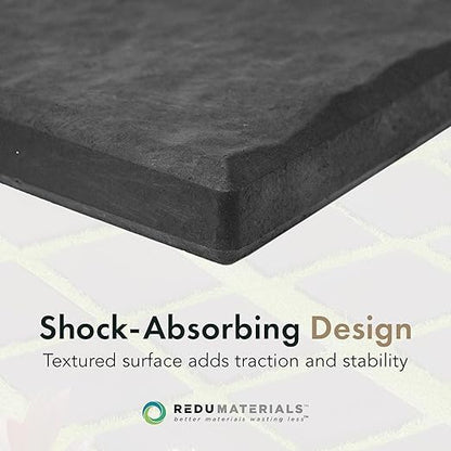 TierraVerde 10-Pack 12”x12” Fake Stomp Rubber Stepping Stones, Square, Black – Reversible Non-Slip Outdoor Faux Decorative Set for Landscaping – DIY Decor for Walkways & Yard Pathways