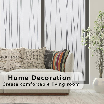 Finnez Window Privacy Film Decorative Frosted Window Cling Privacy Film for Glass, Non-Adhesive Heat Anti-UV for Home Office Living Room, Irregular Stripe Patterns, 17.5 x 78.7 Inches