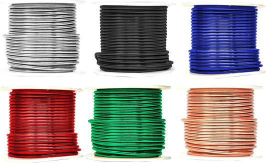 Mandala Crafts 12 Gauge Anodized Aluminum Craft Wire for Jewelry Making - 276 FT Colored Flexible Silver Copper True Blue Black Red Kelly Green Wire - Bendable for Bonsai Armature Crafting Sculpting - Crafty Corner
