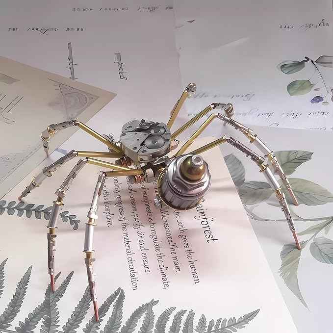 Mechanical Metal DIY 3D Spider Model Insect Brass Puzzle Assembly DIY Gift Craft Hobby for Men for Family and Friends(Mechanical Spider)