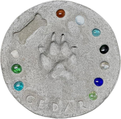 DIY Paw Print Kit for Pets, Personalized Memorial Stepping Stones for Gifts and Pets, Pet Garden Stone (10 Inch + Stamp Set, Green)