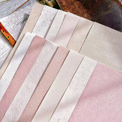 13 Sheets Textured Scrapbook Paper Assorted Set - Mixed Special Craft Paper for Scrapbooking Junk Journaling Supplies Bullet Journal Planner Collage Card Embellishment 5.8x8.3 Inch A5 (Cherry Blossom)