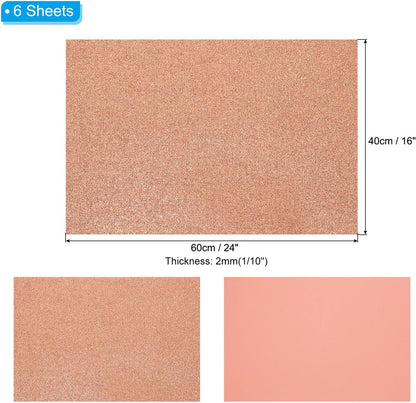 PATIKIL 2mm(1/10") Thick Non Adhesive Glitter Foam Sheet 16x24inch(40x60cm) Light Yellow, EVA Shiny Foam Board for Craft, 6 Pcs