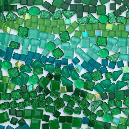 LITMIND 1.1LB Green Mixed Irregular Crystal Glass Mosaic Tiles for Crafts - Perfect for Mosaic Art Projects, Puzzles, and Home Décor