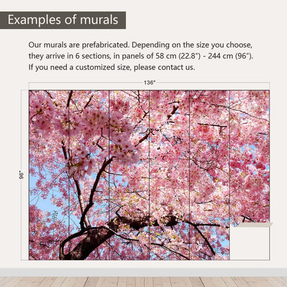 AFZEVEB-Pink Flower Wallpaper Natural Landscape Floral Wall Mural for Bedroom 136"x96"(Not Peel and Stick)