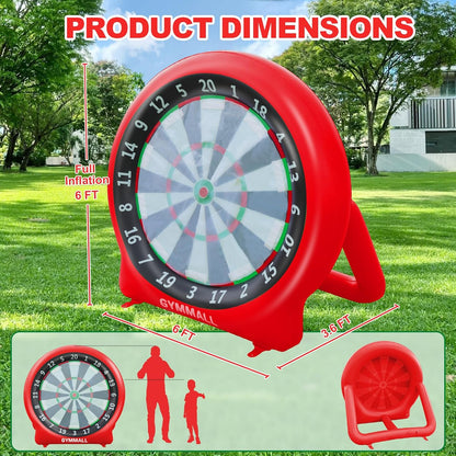 Giant Dart Board Inflatable with Pump, Outdoor and Indoor Soccer Sport Kick Dartboard for Kids and Adults, Waterproof Darts Board Yard Game with 20 Golf Balls, 4 Sticky Balls, 2 Soccers