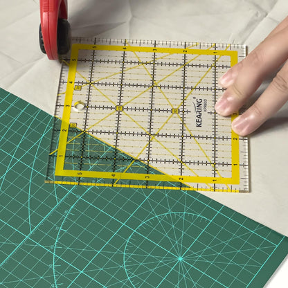 KERING Patchwork Quilting Ruler - 6x6 inch Non-Slip Acrylic Square Ruler for Foundation Paper Piecing, Bias Strips & Rotary Cutting, Durable Quilter's Tool with Anti-Slip Backing