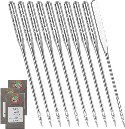 30Pcs Embroidery Needles for Brother Size 90/14 130/705H HAx1 Embroidery Machine Needles Sewing Needles for Brother Embroidery Machine (3 Pack of 10 Needles)