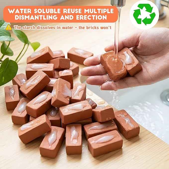 House Building Set for Kids 4+, Mini Brick Construction Kit with Mortar, STEM Architecture Blocks, Reusable DIY Projects, Creative Birthday Gift