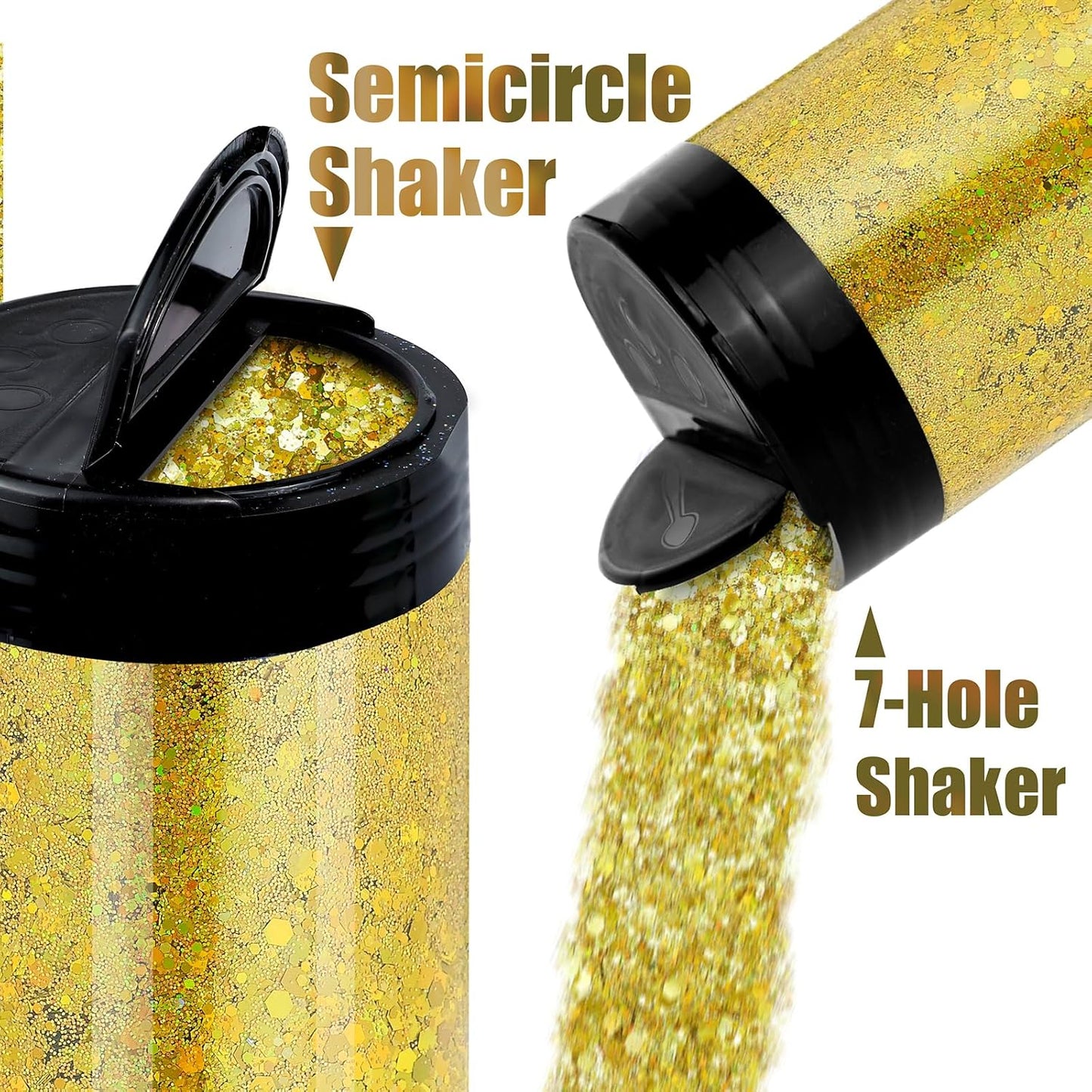 Chunky Glitter, 160G/5.64OZ Craft Glitter for Epoxy Resin, Mixed Fine Glitter & Chunky Glitter, Metallic Chunky Glitter for Hair, Nail Arts, Body, Bulk Glitter for DIY Tumbler Painting (Honey Gold)