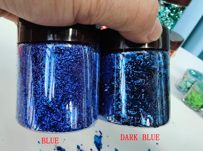 Gilding Flakes,Gold Foil Flakes for Resin,Blue Red Purple Pink Metallic Foil Flakes for Resin Jewelry Making,Nails,Painting Art,Crafts and Slime (Blue)
