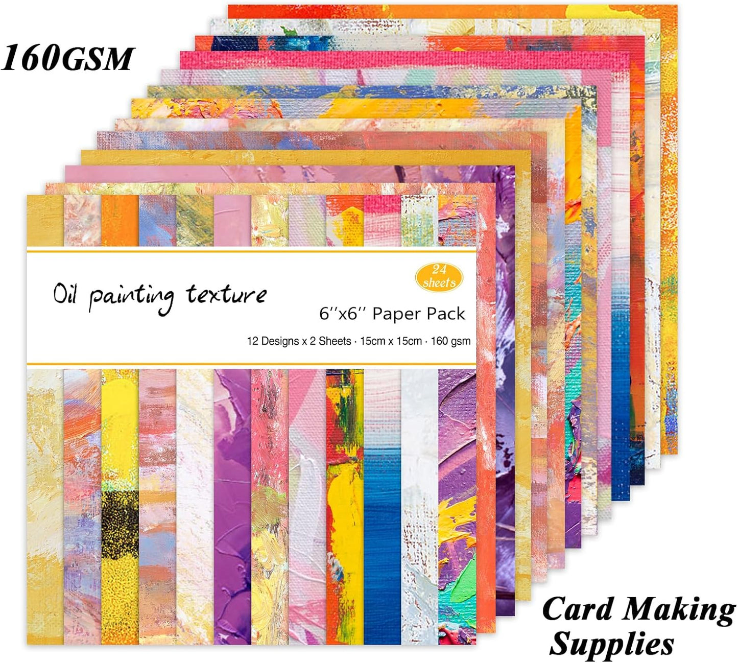 24 Sheets 12 Designs Scrapbook Paper Pad,6"×6” Single-Sided Decopodge Craft Cardstock Paper,Christmas Scrapbooking DIY Decorative Background Cardmaking Supplies.Oil Painting - Crafty Corner
