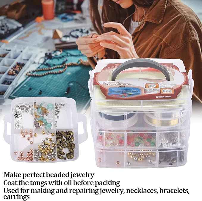 ChiweiJ 1170Pcs Jewelry Making Kit, Stainless Steel Beads and Wire DIY Bracelet Earring Accessories, Complete Jewelry Repairing Set with Storage Box, Multi Color Beads for Women Girls Craf