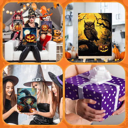 Zhanmai 12 Pack Pre Drawn Canvas for Painting Sip and Paint Kit 8" x 10" Paint Party Set Canvas Painting Pre Printed Canvases for Party Favor DIY Virtual Adult's Date Night(Halloween Pumpkin) - Crafty Corner