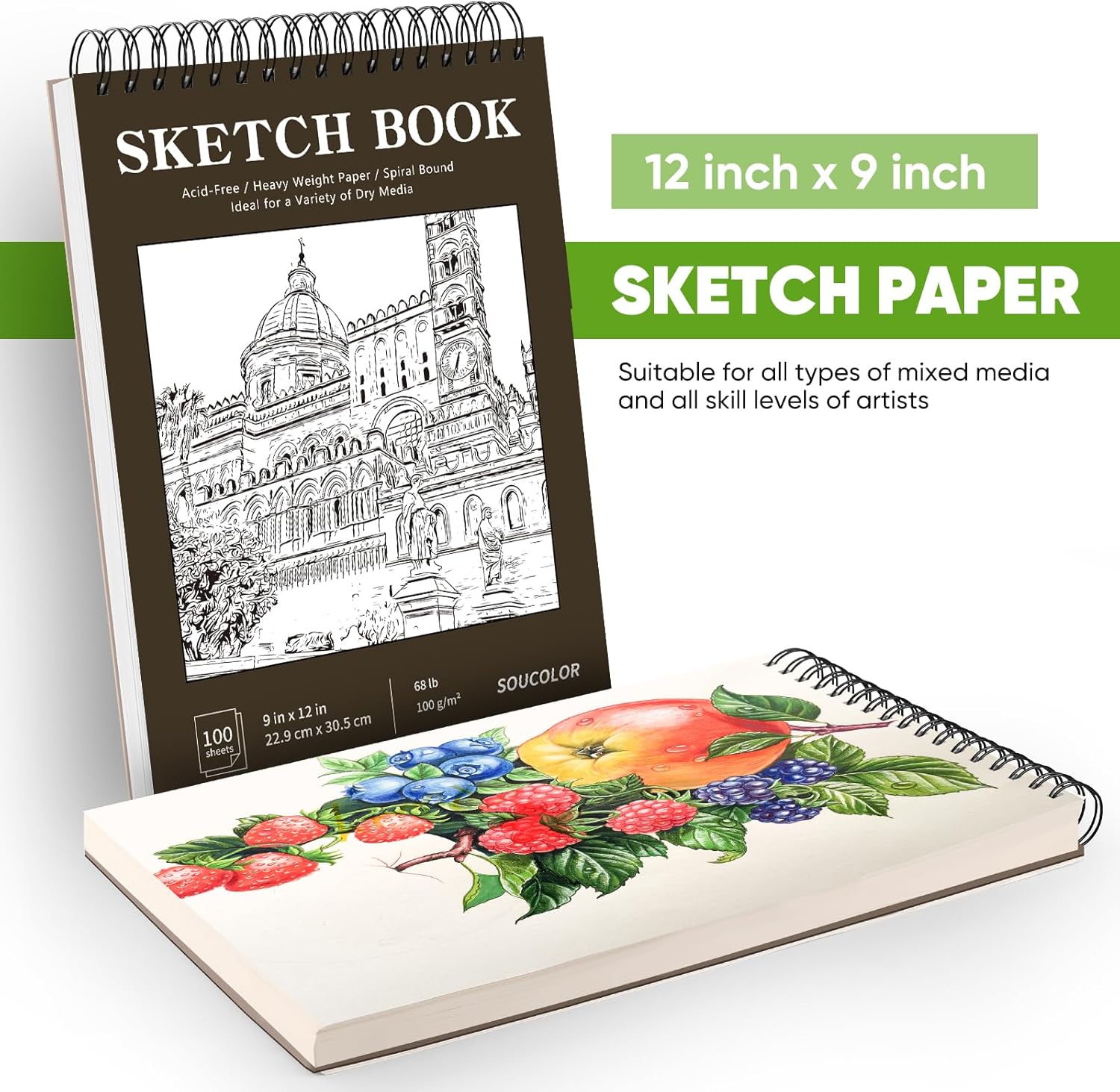 Classroom Must Haves Supplies for Teacher Student, Soucolor 9" x 12" Sketch Book 100 Sheets, Back to School Supplies, Art Sketchbook, Acid Free (68lb/100gsm) Artist Drawing Book Painting Sketching Pad - Crafty Corner