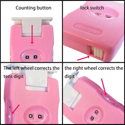2 Pieces Knitting Counter, Needle Marking Tool, Plastic Knit Counter, Knitting Stitch Counter, Pink