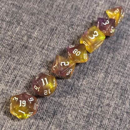 DND RPG Dice Set, Nebula Polyhedral Dice for Dungeons and Dragons, Mystery 7-Piece Set (Pale Yellow)