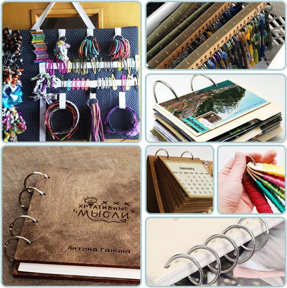 CooBigo Loose Leaf Binder Rings 1 Inch Metal Book Ring Clip for Index Card, Flashcard, Shower Curtain, DMC Embroidery Floss Organizer, Key Chain - Silver(50 Pack)