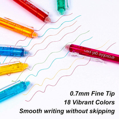 Erasable Gel Pens, 22 Colors Lineon Retractable Erasable Pens Clicker, Fine Point, Make Mistakes Disappear, Assorted Color Inks for Drawing Writing Planner and Crossword Puzzles