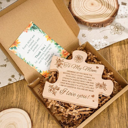 to My Mom Puzzle Piece Gift, Mothers Day Puzzle Block Solid Natural Wooden Engraved Gifts for Momm, Best Presents for Moms, Best mom Ever Gifts, Mothers Day Decor for Mother's Day